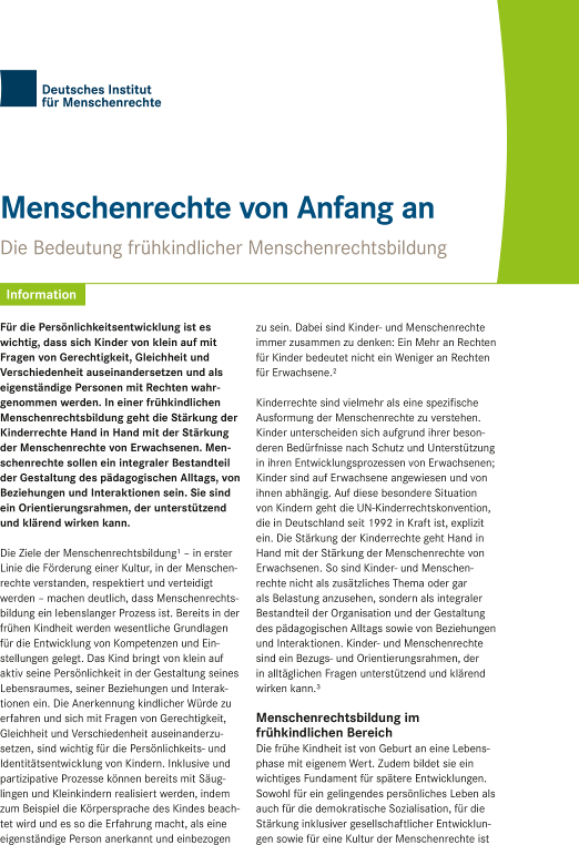 Frühkindliche Bildung | Institut Für Menschenrechte