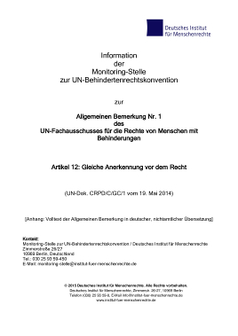 Information Der Monitoring Stelle Un Brk Zur Allgemeinen Bemerkung Nr 1 Des Un Fachausschusses Fur Die Rechte Von Menschen Mit Behinderungen Artikel 12 Gleiche Anerkennung Vor Dem Recht Deutsches Institut Fur Menschenrechte