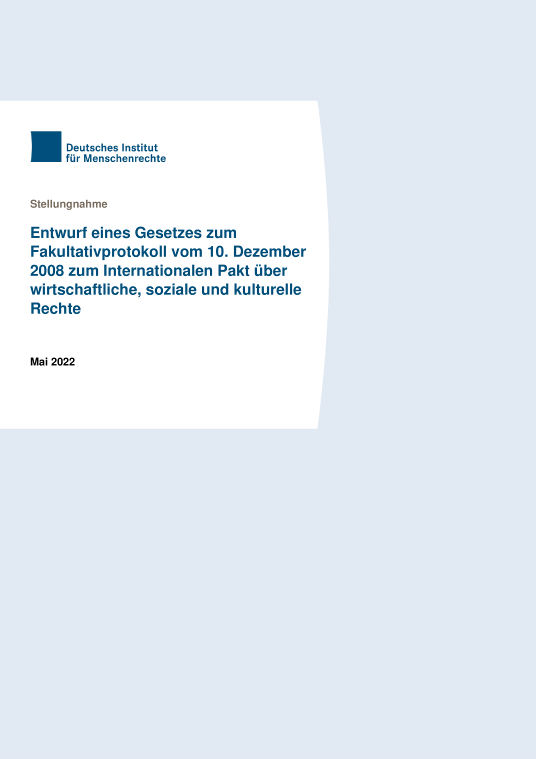 Entwurf Eines Gesetzes Zum Fakultativprotokoll Vom 10. Dezember 2008 ...