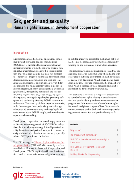 Sex Gender And Sexuality Human Rights Issues In Development Cooperation Institut Für 6397